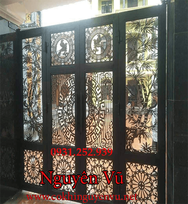 cửa cổng sắt cắt CnC nguyên khối